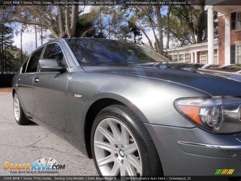 2006 BMW 7 Series 750Li Sedan Sterling Grey Metallic / Dark Beige/Beige III Photo #14