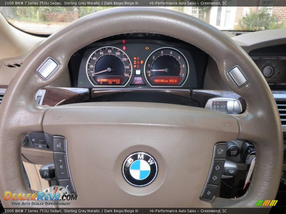 2006 BMW 7 Series 750Li Sedan Sterling Grey Metallic / Dark Beige/Beige III Photo #35