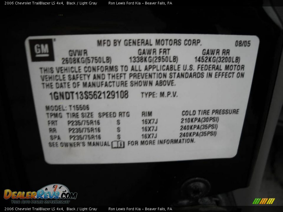 2006 Chevrolet TrailBlazer LS 4x4 Black / Light Gray Photo #9