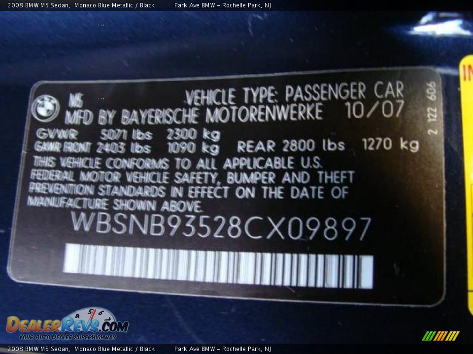 2008 BMW M5 Sedan Monaco Blue Metallic / Black Photo #23