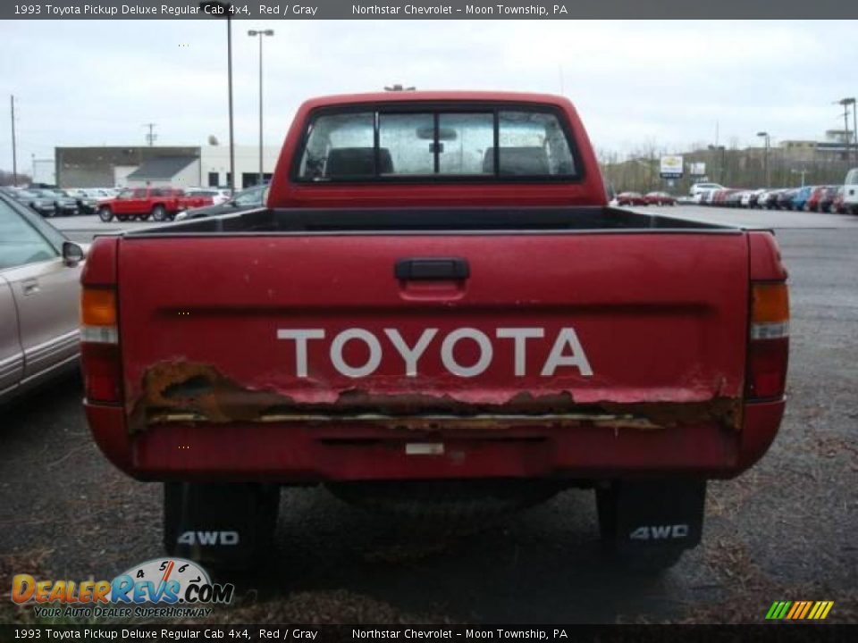 1993 Toyota Pickup Deluxe Regular Cab 4x4 Red / Gray Photo #3