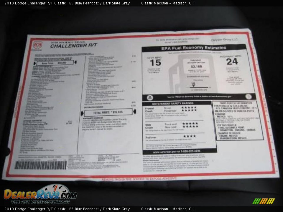 2010 Dodge Challenger R/T Classic B5 Blue Pearlcoat / Dark Slate Gray Photo #24