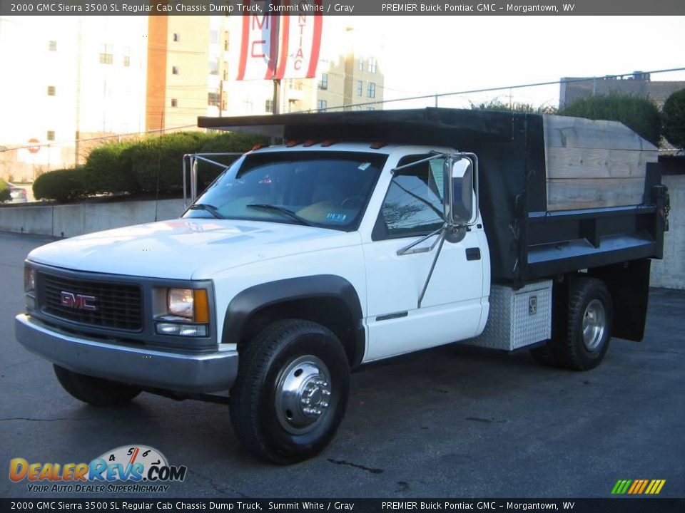 2000 GMC Sierra 3500 SL Regular Cab Chassis Dump Truck Summit White / Gray Photo #2