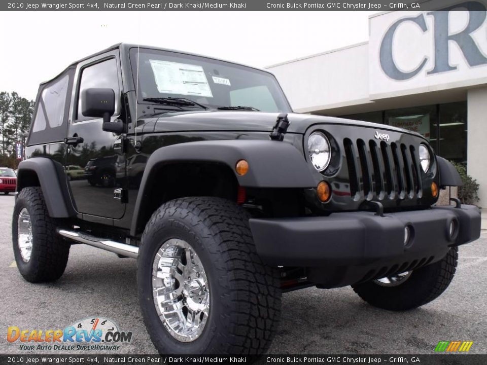 2010 Jeep Wrangler Sport 4x4 Natural Green Pearl / Dark Khaki/Medium Khaki Photo #2