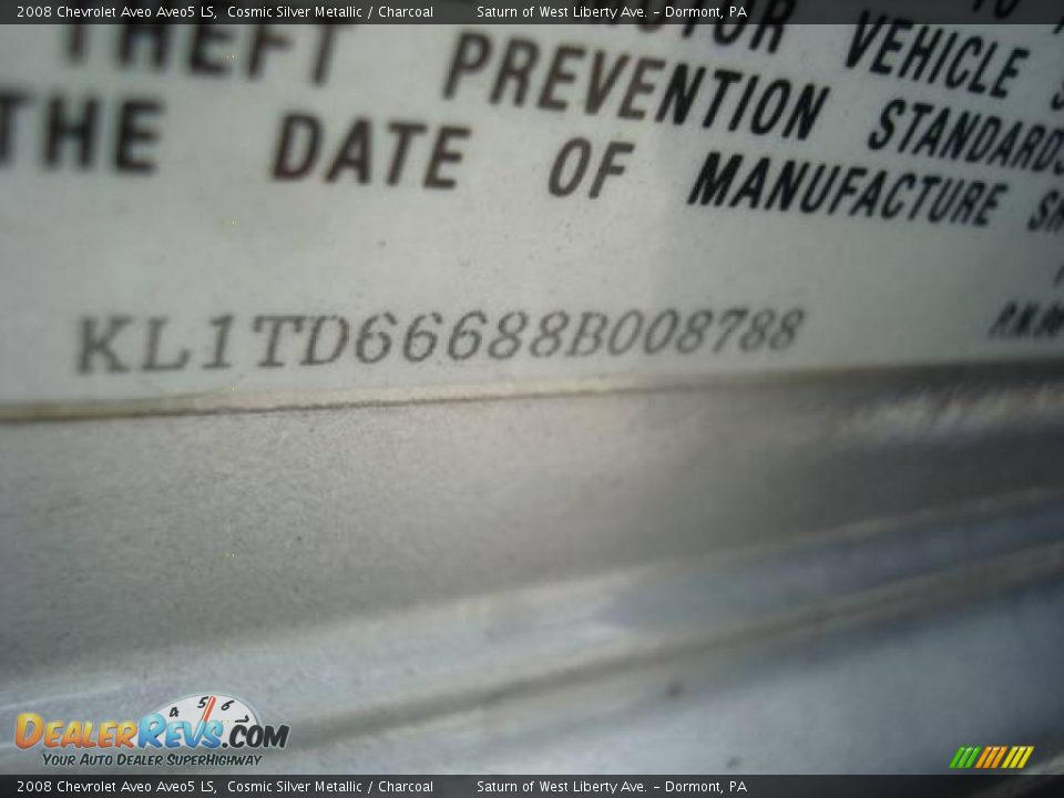 2008 Chevrolet Aveo Aveo5 LS Cosmic Silver Metallic / Charcoal Photo #14