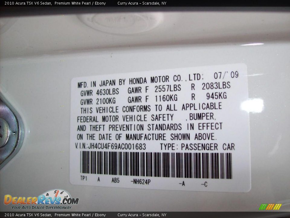 2010 Acura TSX V6 Sedan Premium White Pearl / Ebony Photo #25