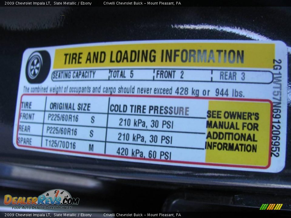 2009 Chevrolet Impala LT Slate Metallic / Ebony Photo #28