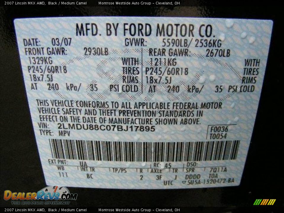 2007 Lincoln MKX AWD Black / Medium Camel Photo #29