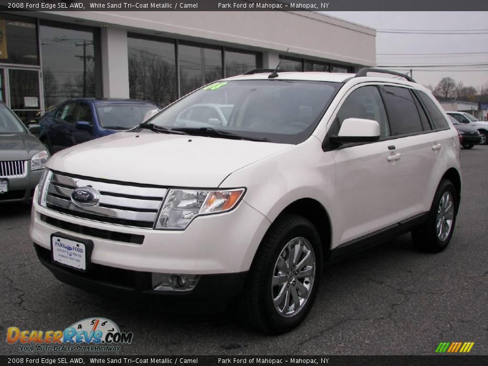 2008 Ford Edge SEL AWD White Sand Tri-Coat Metallic / Camel Photo #1