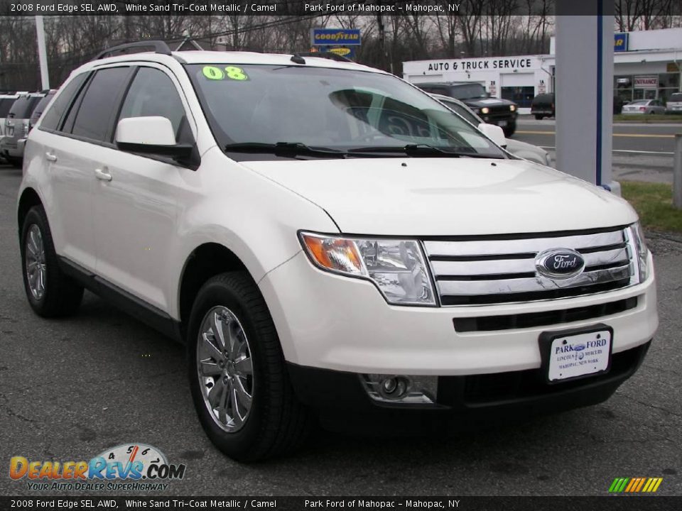 2008 Ford Edge SEL AWD White Sand Tri-Coat Metallic / Camel Photo #2