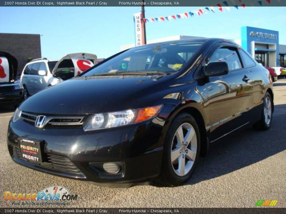 2007 Honda Civic EX Coupe Nighthawk Black Pearl / Gray Photo #2