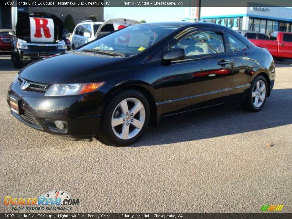 2007 Honda Civic EX Coupe Nighthawk Black Pearl / Gray Photo #3