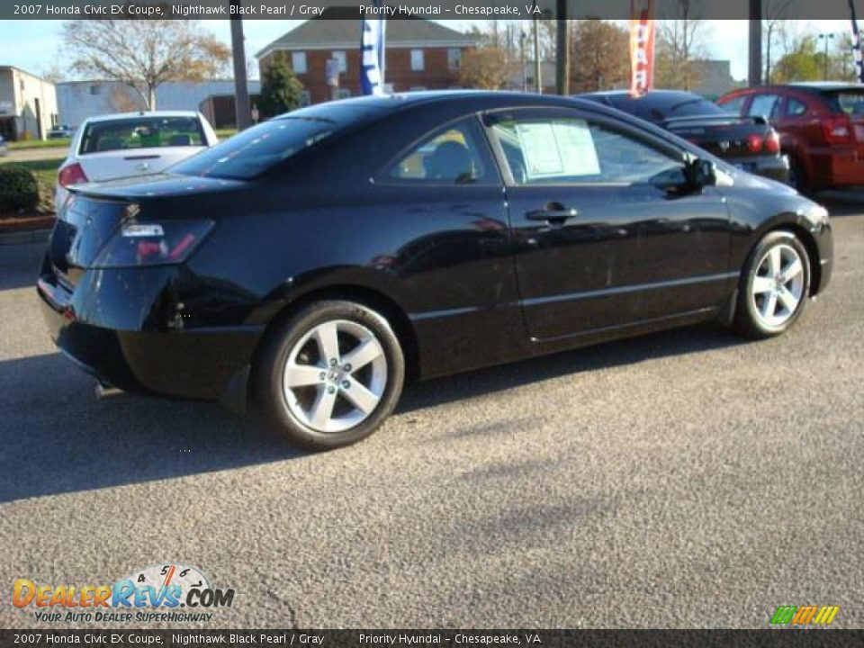 2007 Honda Civic EX Coupe Nighthawk Black Pearl / Gray Photo #5
