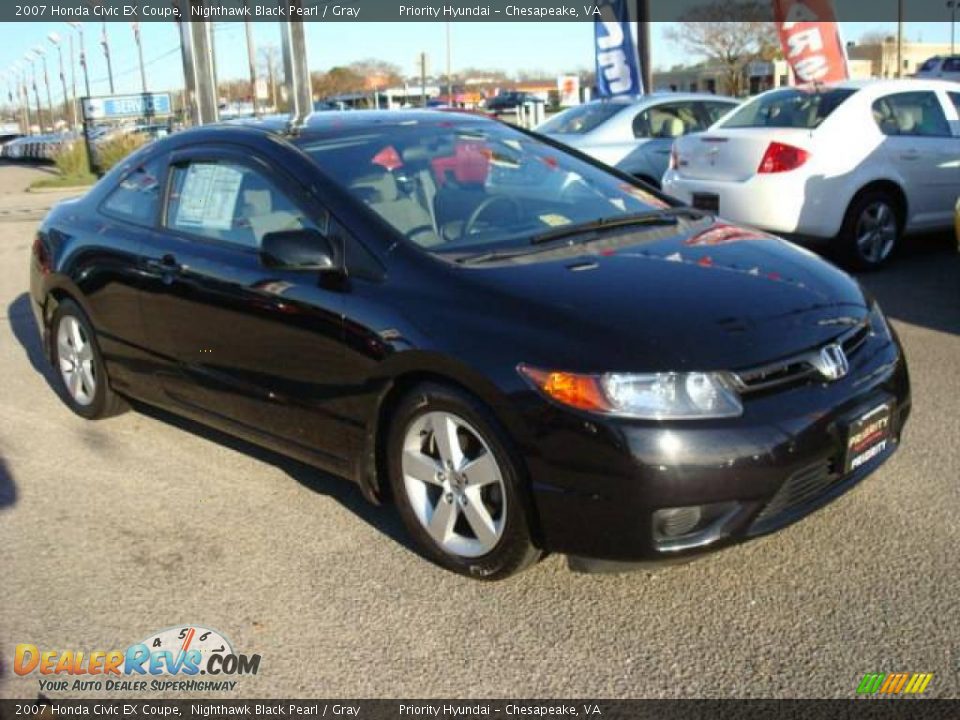 2007 Honda Civic EX Coupe Nighthawk Black Pearl / Gray Photo #7