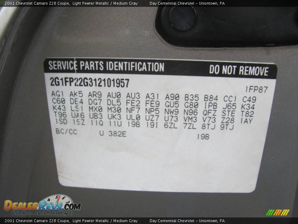 2001 Chevrolet Camaro Z28 Coupe Light Pewter Metallic / Medium Gray Photo #14