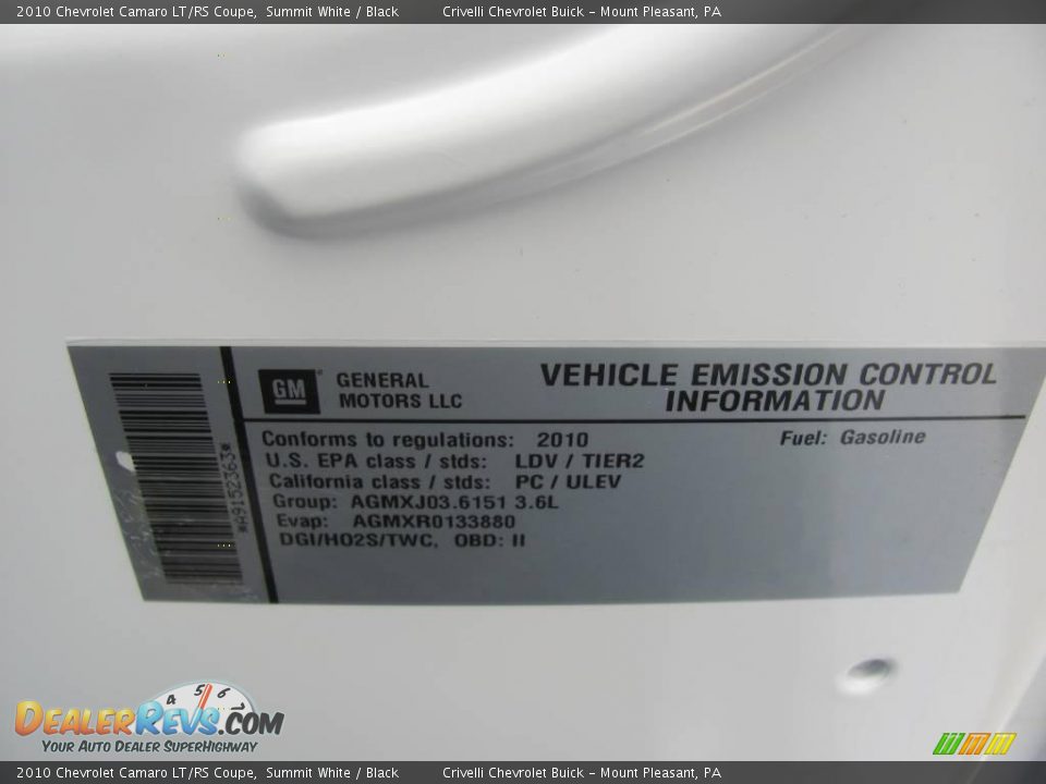 2010 Chevrolet Camaro LT/RS Coupe Summit White / Black Photo #15