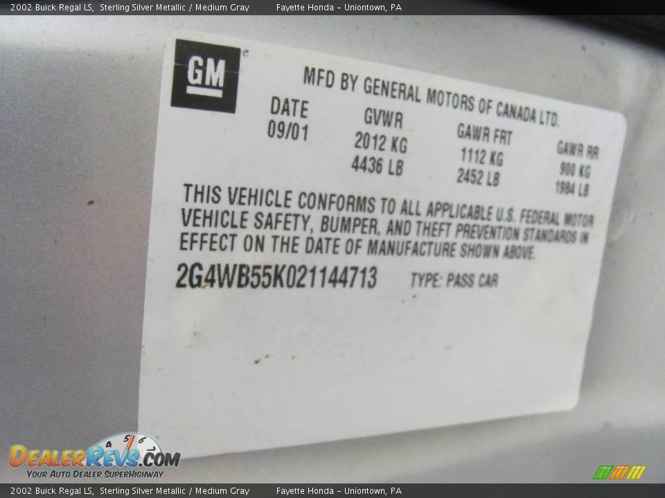 2002 Buick Regal LS Sterling Silver Metallic / Medium Gray Photo #19