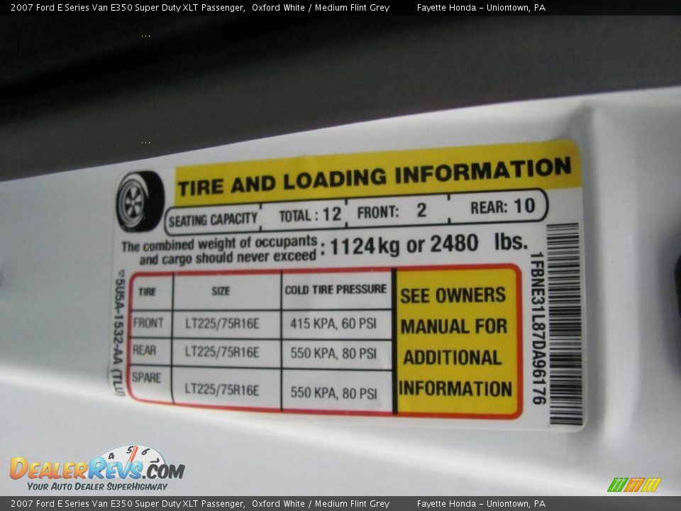 2007 Ford E Series Van E350 Super Duty XLT Passenger Oxford White / Medium Flint Grey Photo #19