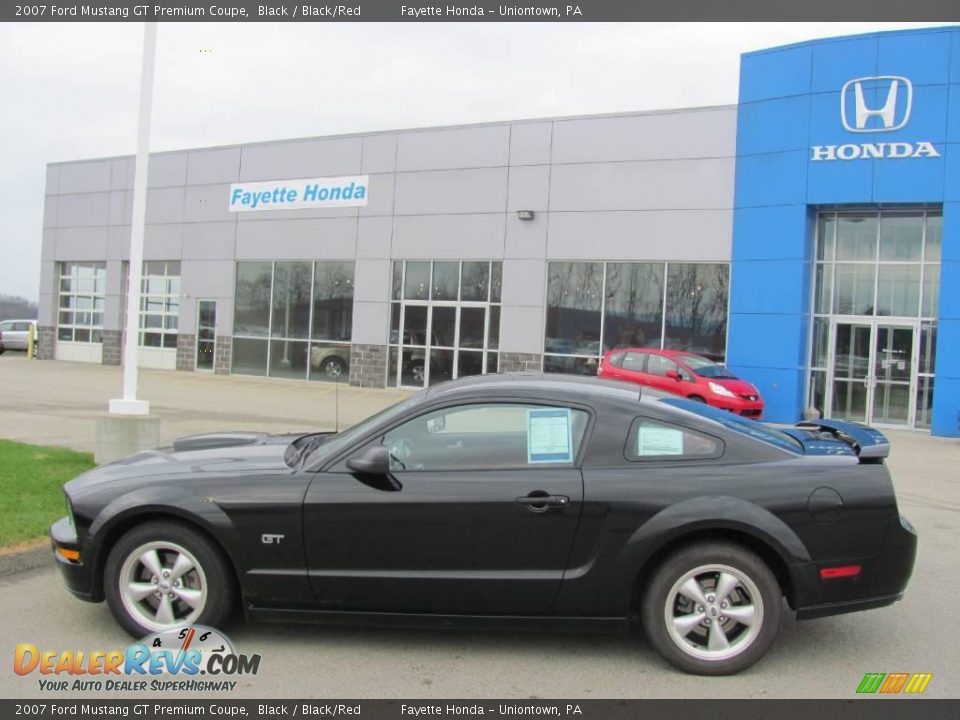 2007 Ford Mustang GT Premium Coupe Black / Black/Red Photo #2