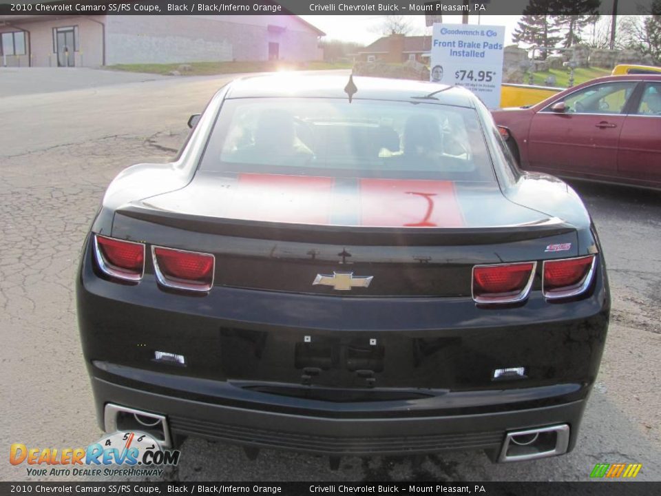 2010 Chevrolet Camaro SS/RS Coupe Black / Black/Inferno Orange Photo #7