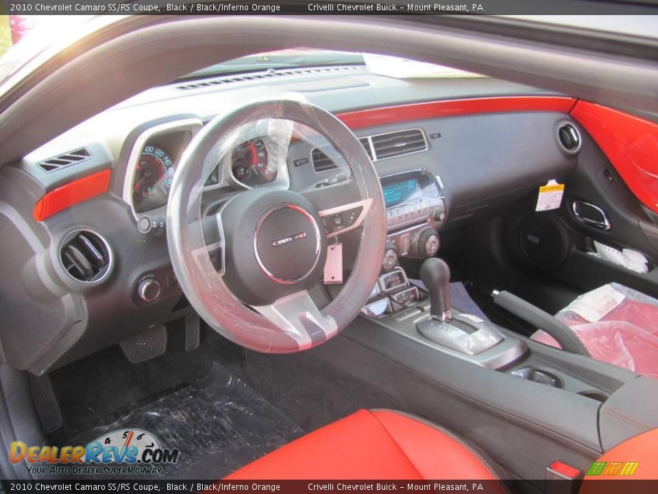 2010 Chevrolet Camaro SS/RS Coupe Black / Black/Inferno Orange Photo #16