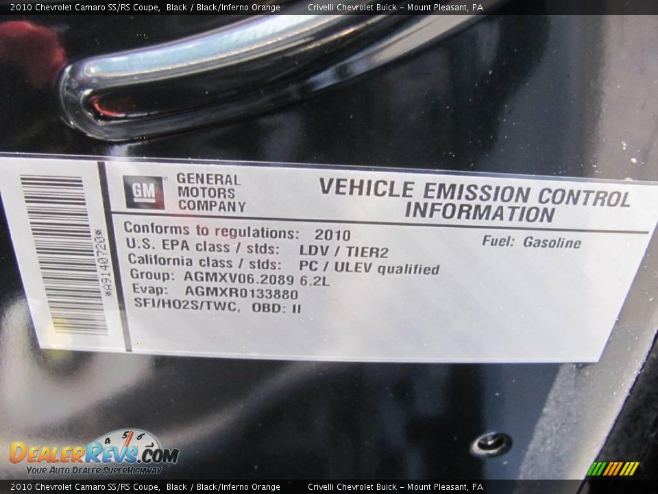 2010 Chevrolet Camaro SS/RS Coupe Black / Black/Inferno Orange Photo #25