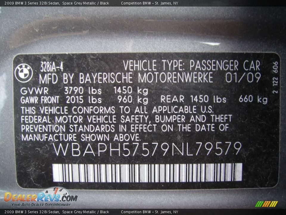 2009 BMW 3 Series 328i Sedan Space Grey Metallic / Black Photo #15