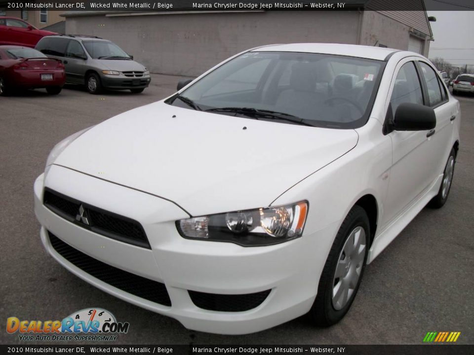 2010 Mitsubishi Lancer DE Wicked White Metallic / Beige Photo #1