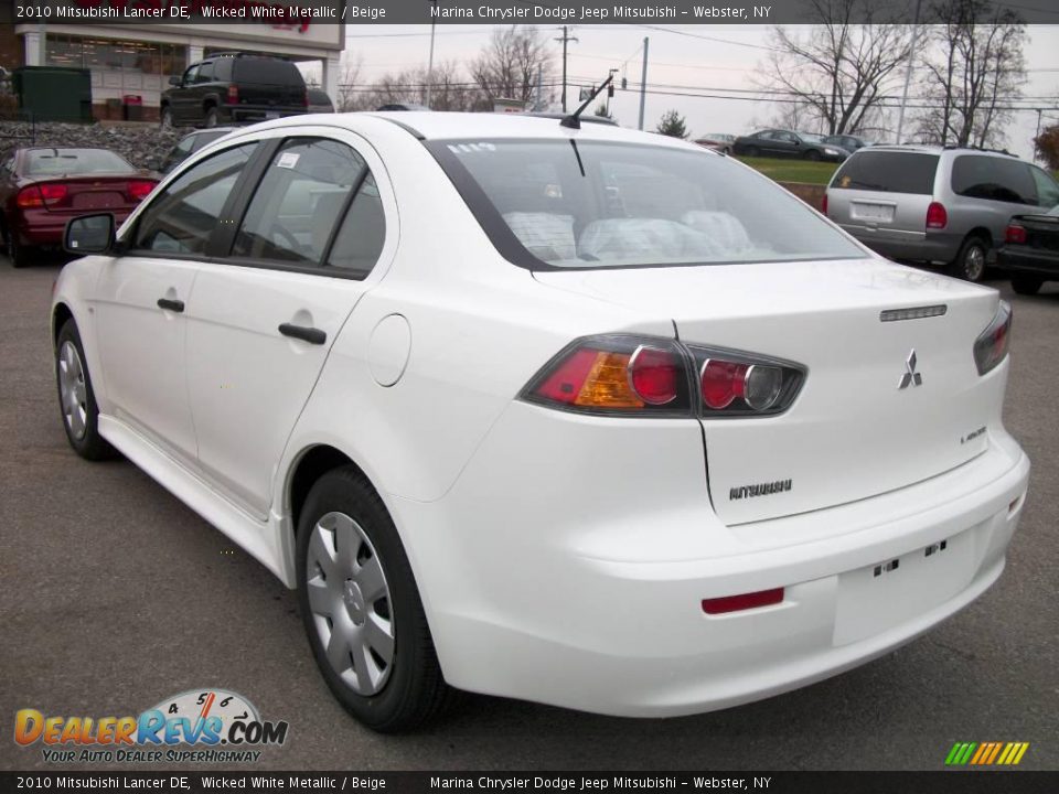 2010 Mitsubishi Lancer DE Wicked White Metallic / Beige Photo #3
