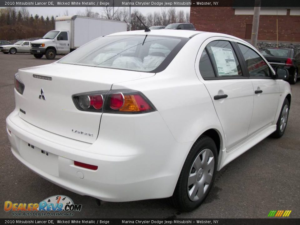 2010 Mitsubishi Lancer DE Wicked White Metallic / Beige Photo #5