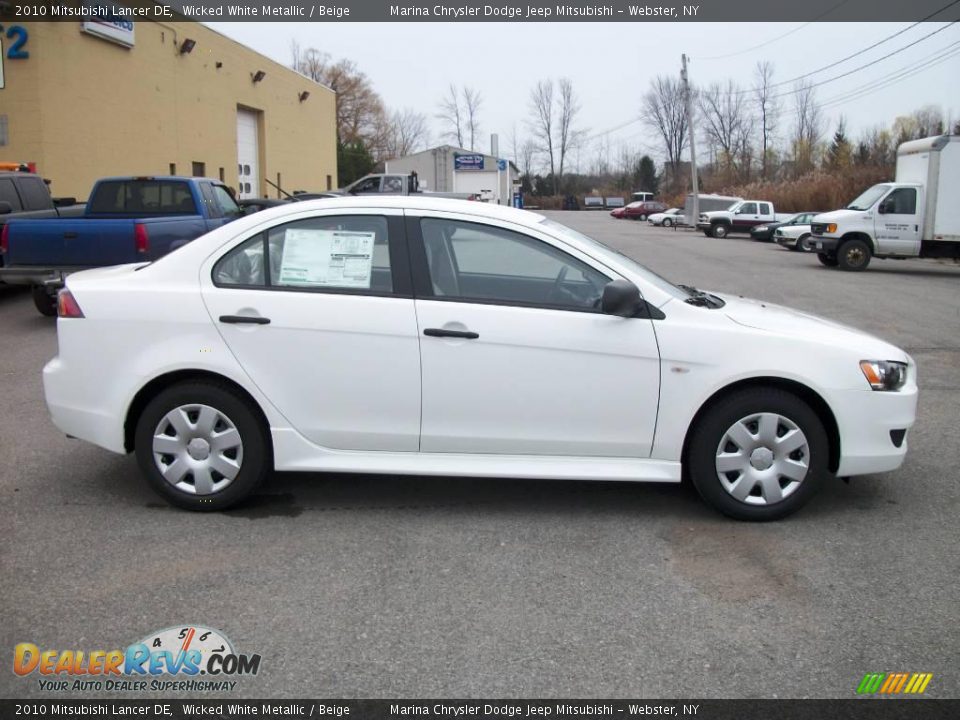 2010 Mitsubishi Lancer DE Wicked White Metallic / Beige Photo #6