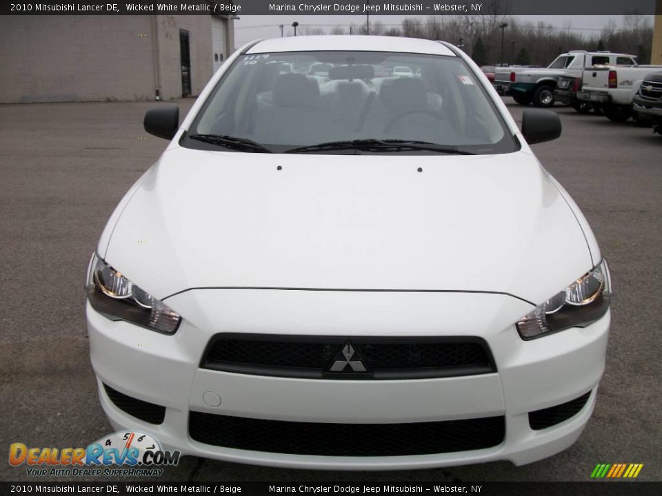 2010 Mitsubishi Lancer DE Wicked White Metallic / Beige Photo #8