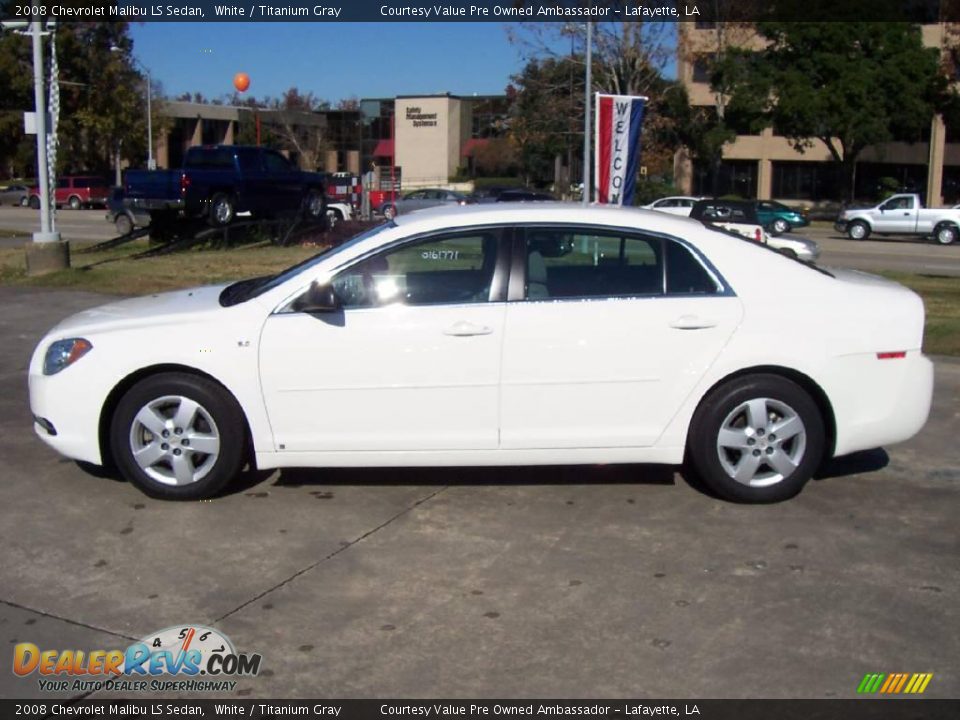 2008 Chevrolet Malibu LS Sedan White / Titanium Gray Photo #2