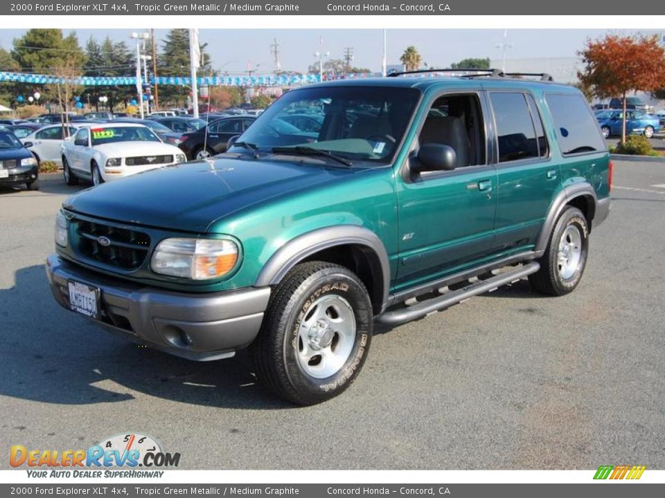 2000 Ford Explorer XLT 4x4 Tropic Green Metallic / Medium Graphite Photo #7