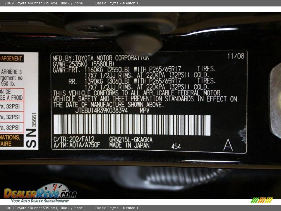 2009 Toyota 4Runner SR5 4x4 Black / Stone Photo #21