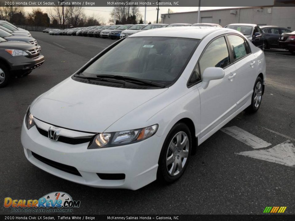 2010 Honda Civic LX Sedan Taffeta White / Beige Photo #1
