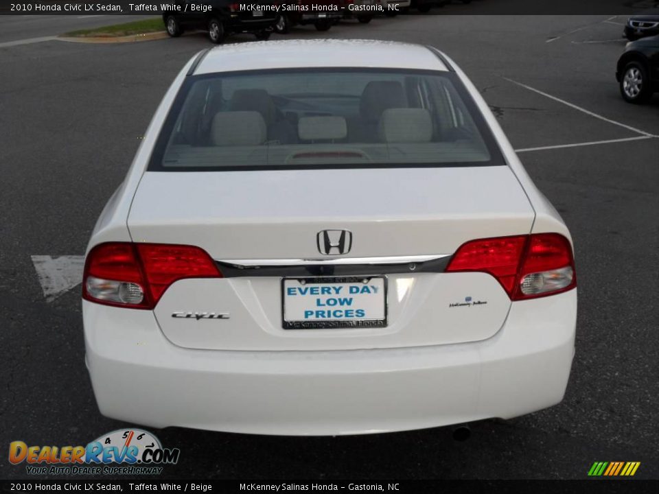 2010 Honda Civic LX Sedan Taffeta White / Beige Photo #3