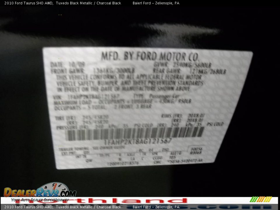 2010 Ford Taurus SHO AWD Tuxedo Black Metallic / Charcoal Black Photo #14