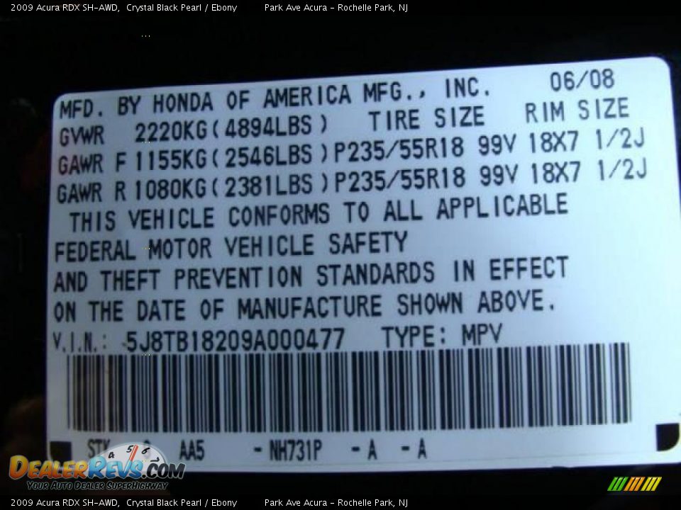 2009 Acura RDX SH-AWD Crystal Black Pearl / Ebony Photo #23