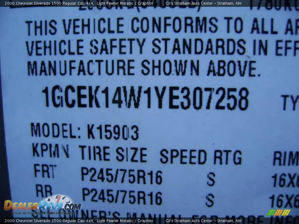 2000 Chevrolet Silverado 1500 Regular Cab 4x4 Light Pewter Metallic / Graphite Photo #14
