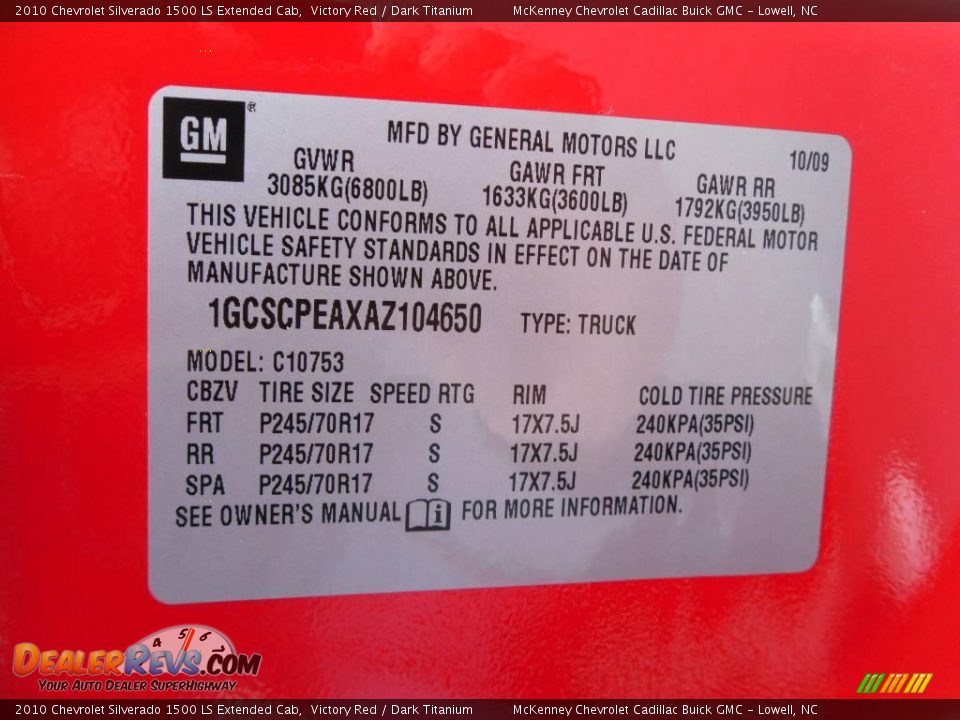 2010 Chevrolet Silverado 1500 LS Extended Cab Victory Red / Dark Titanium Photo #7