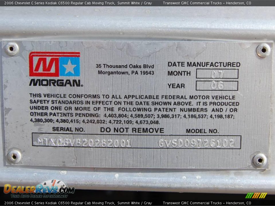 2006 Chevrolet C Series Kodiak C6500 Regular Cab Moving Truck Summit White / Gray Photo #16
