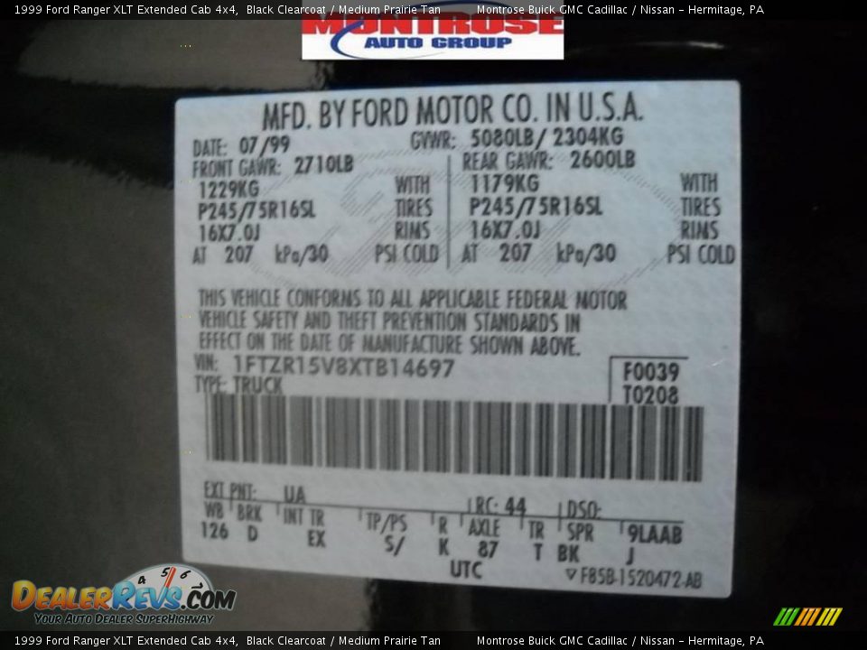 1999 Ford Ranger XLT Extended Cab 4x4 Black Clearcoat / Medium Prairie Tan Photo #11