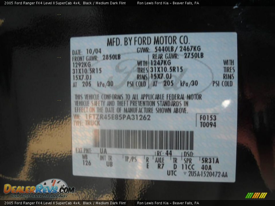 2005 Ford Ranger FX4 Level II SuperCab 4x4 Black / Medium Dark Flint Photo #9