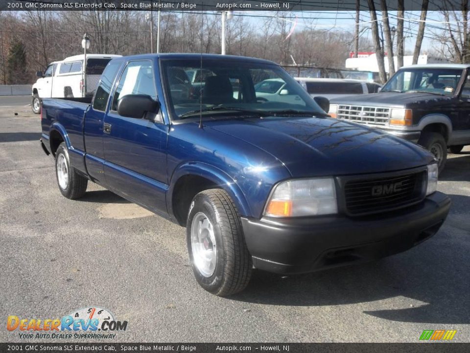 2001 GMC Sonoma SLS Extended Cab Space Blue Metallic / Beige Photo #3