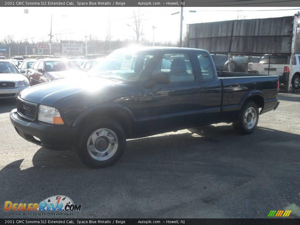 2001 GMC Sonoma SLS Extended Cab Space Blue Metallic / Beige Photo #9