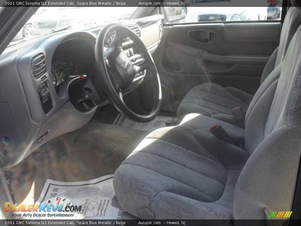 2001 GMC Sonoma SLS Extended Cab Space Blue Metallic / Beige Photo #10