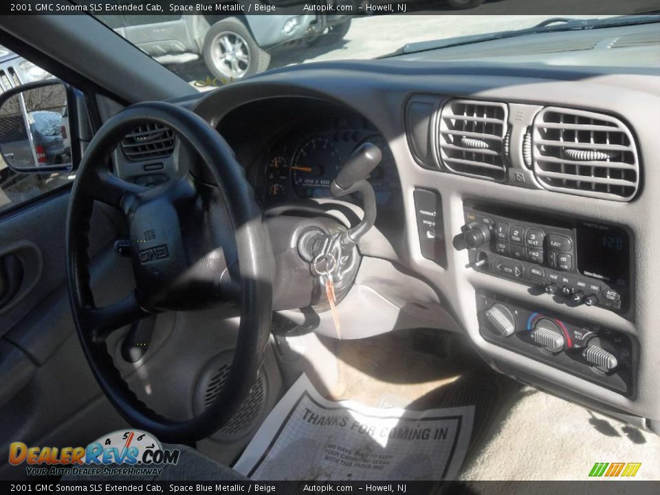 2001 GMC Sonoma SLS Extended Cab Space Blue Metallic / Beige Photo #13