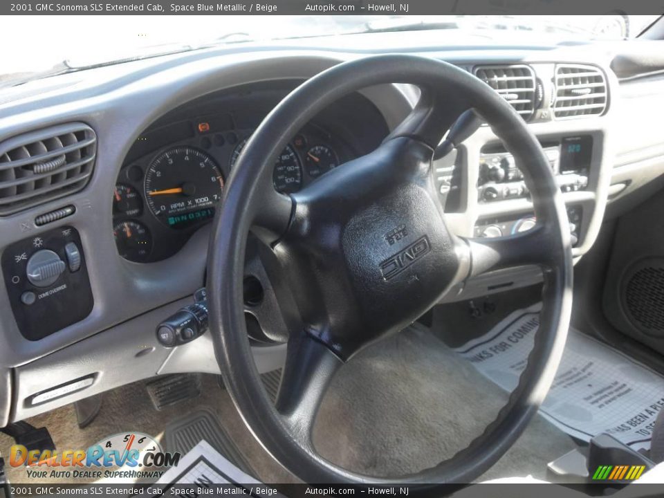 2001 GMC Sonoma SLS Extended Cab Space Blue Metallic / Beige Photo #14