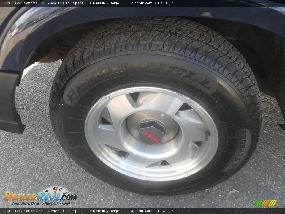 2001 GMC Sonoma SLS Extended Cab Space Blue Metallic / Beige Photo #17